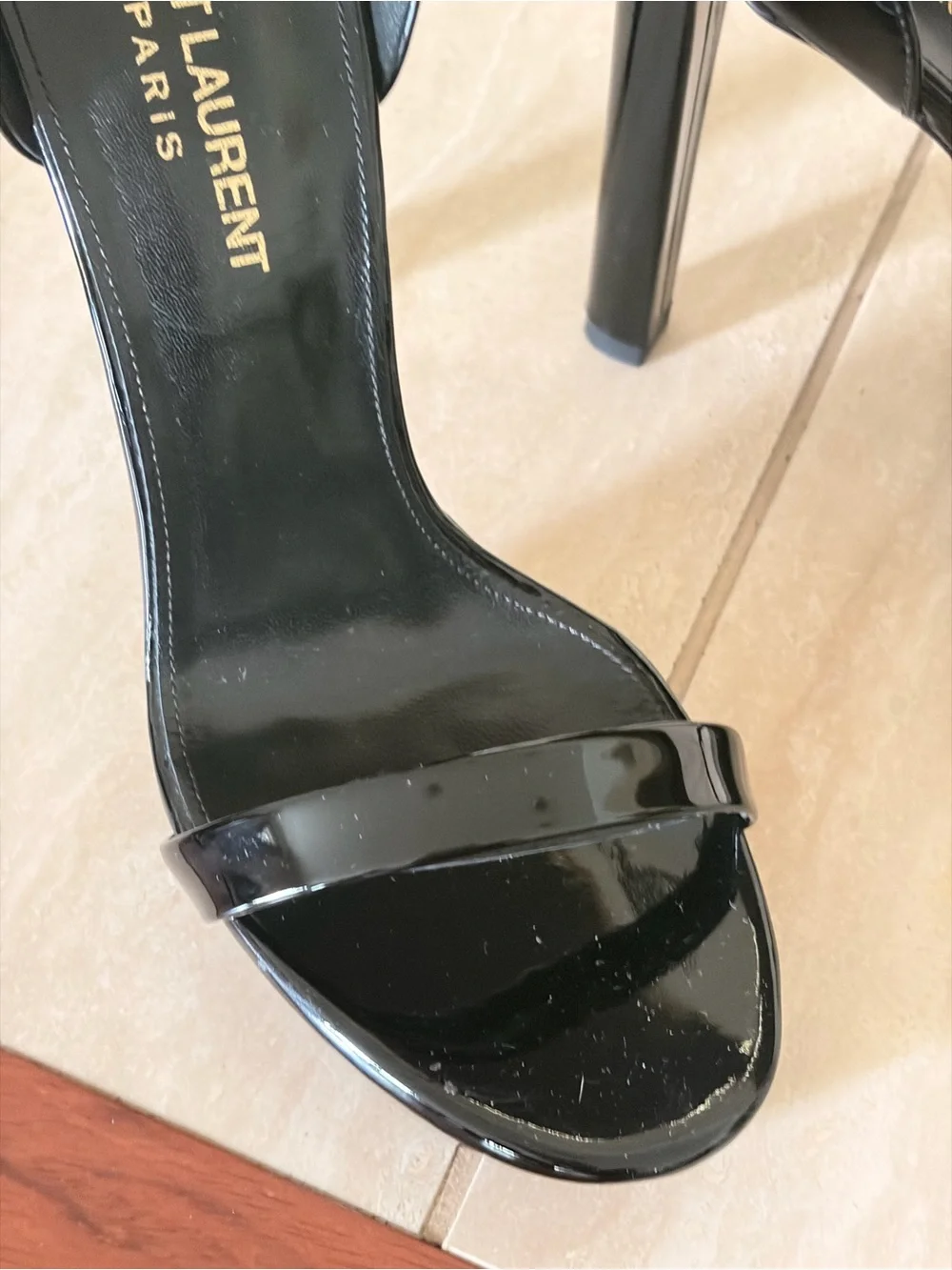 Saint Laurent Patent Platform Heels Sandals, 36, black, like new minimalist - Picture 8 of 12